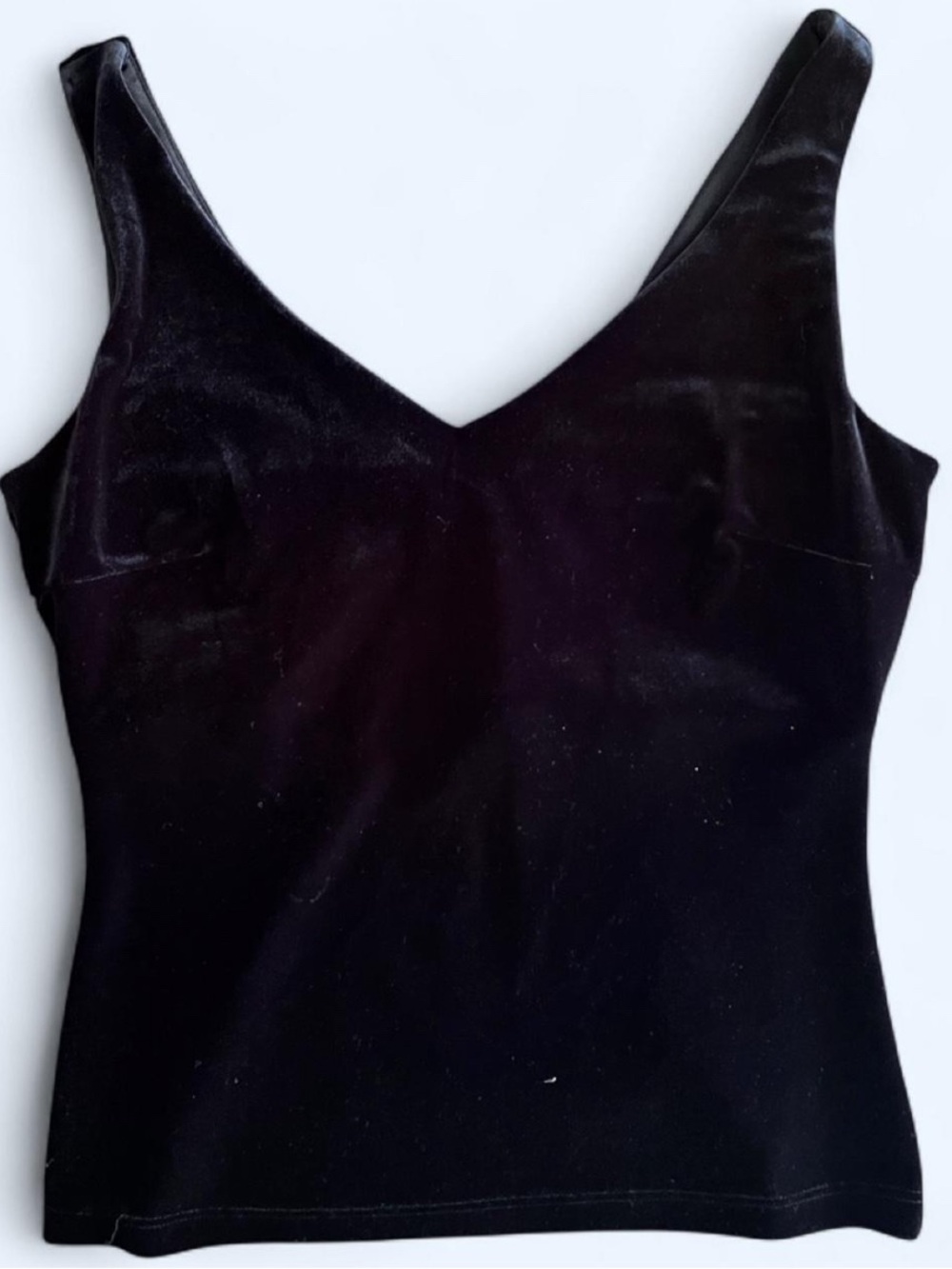 Vintage Black Velvet Tank Top Dark Coquette Whimsigoth V Neck M